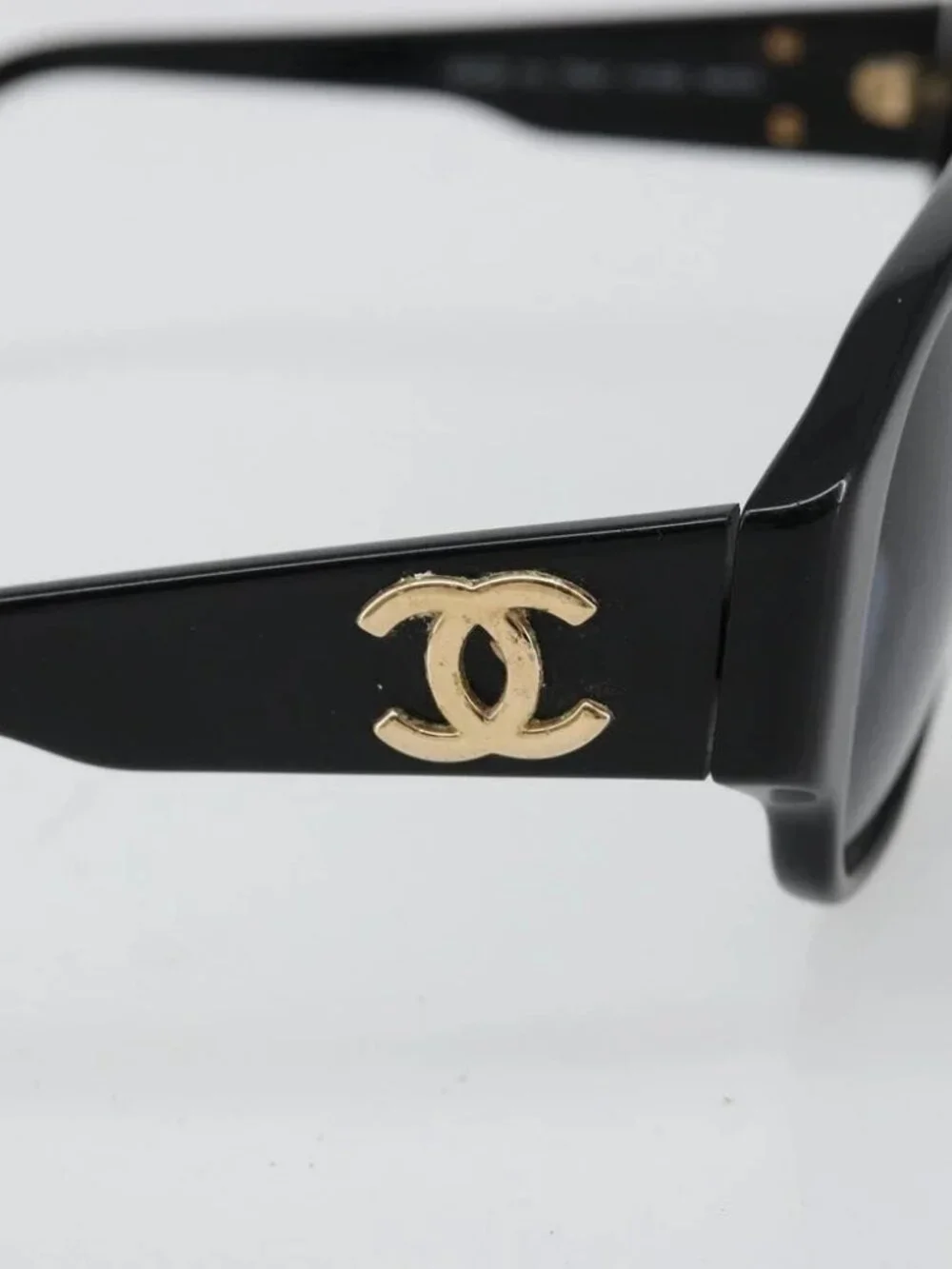 CHANEL Sunglasses plastic Black CC Auth 180946